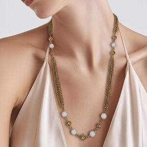Chic Gold and White Necklace